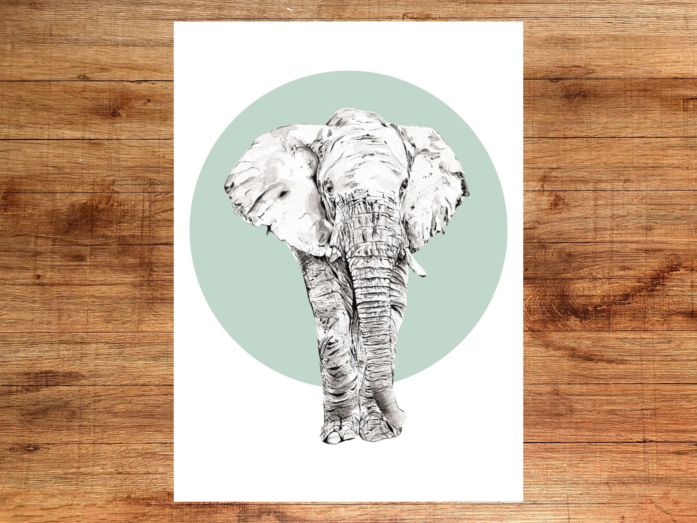 Elephant print wall art art print watercolour Etsy