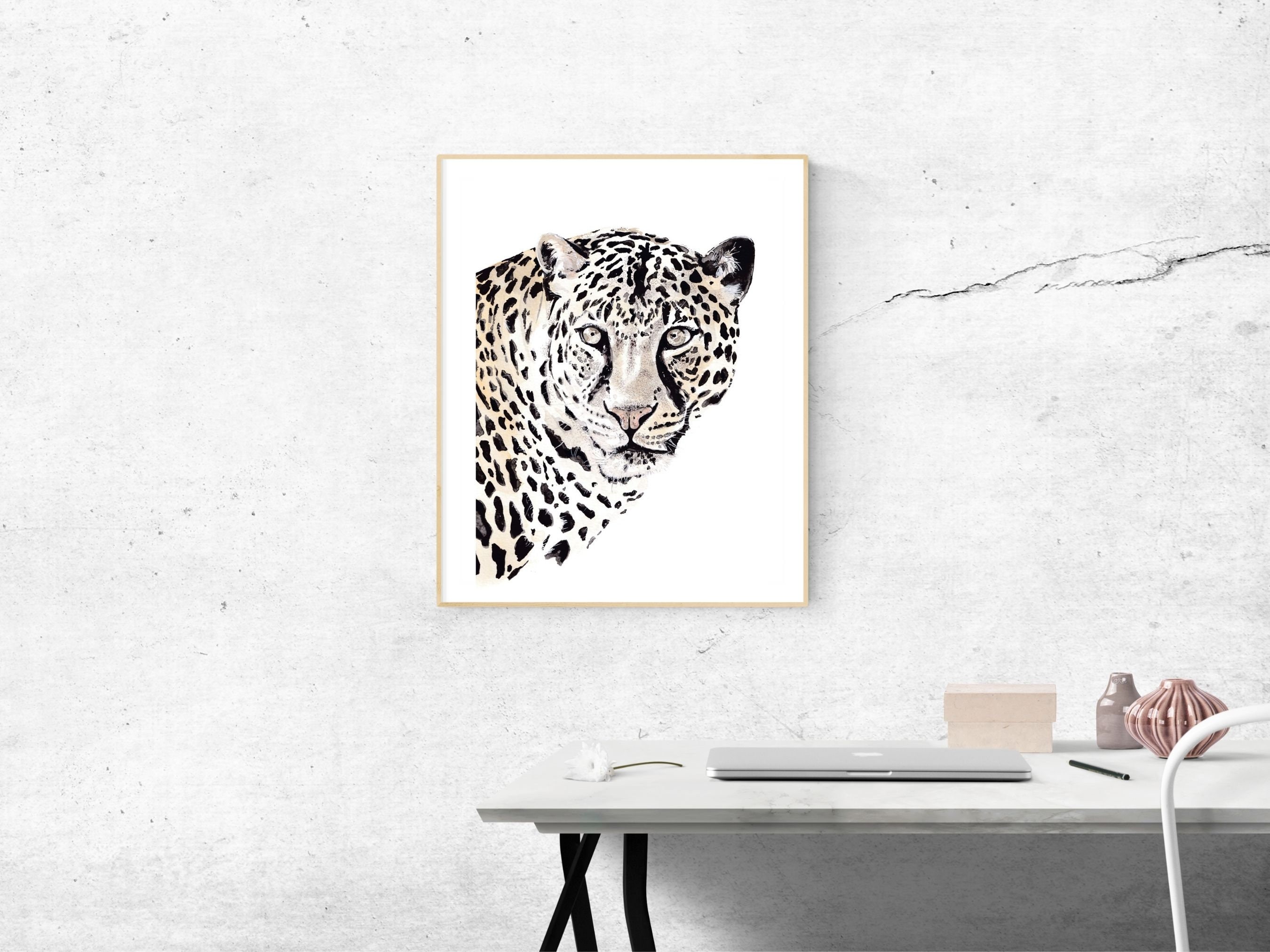 Jaguar print wall art art print watercolour Etsy