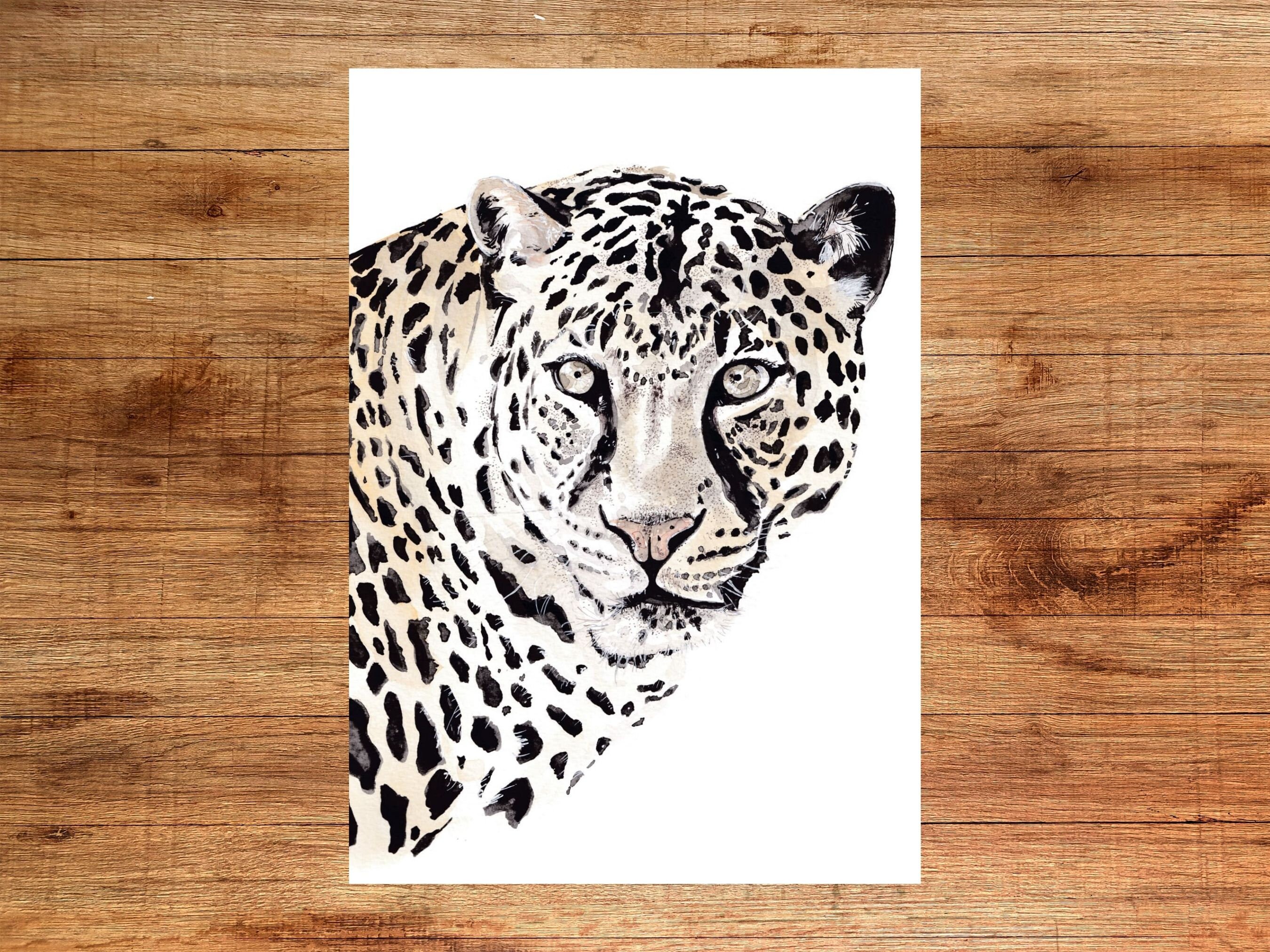 Jaguar print wall art art print watercolour Etsy