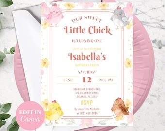Birthday Chicken Themed Birthday Invitations With Cute Farm Animals, Perfect For Kids Birthday Party