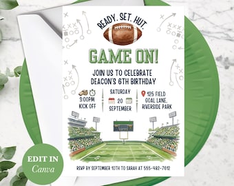 Nfl Football Birthday Invite - Editable Digital Invitation For A Football-Themed Party