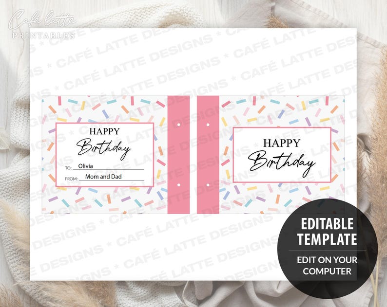 Birthday gift card holder booklet, Happy birthday multiple gift card holder printable template, Birthday gift card coupon book booklet DIY, Original Birthday gift ideas, Unique Birthday gift ideas, Thoughtful Birthday gifts for best friends BFF teens family and friends, Birthday pink confetti digital Coffee gift card holder, Birthday confetti gift card pages instant download, Gifts for her woman women girls girlfriend and wife