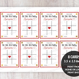Valentines Tic Tac Toe Cards Printable, Valentines Day Gift Tags for ...