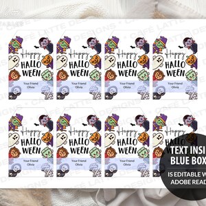 Halloween monsters gift tags, Happy Halloween printable candy bag gift tags, Happy Halloween labels editable template gift tag DIY, Custom gift labels for Halloween candy bags, Kids teacher school gift tags with witch ghost vampire and mummy, Cheap Halloween gift tags instant download, Halloween business company corporate gift tags, Halloween costume party thank you gift tags