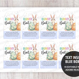Easter gift tags, Easter printable gift tags, Easter bunny bait editable gift tag template DIY, Custom gift labels for Easter, Kids friends teacher school gift tags with Easter bunny and eggs, Candy sweet treat bag gift tags for Easter DIY