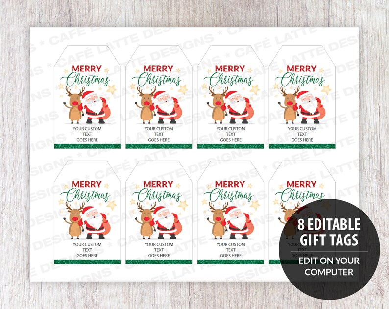 CHRISTMAS Printable Gift Tags Editable Personalized Favor