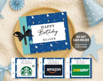 Birthday Gift Card Holder Book Editable Template, Personalized Multiple Gift Cards Booklet Printable, Original Gift Idea Dad Teen Boys, DIY