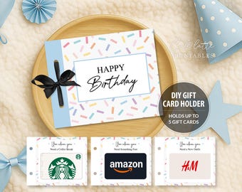 Birthday Gift Card Holder Book Editable Template, Custom Multiple Gift Cards Booklet Printable, Original Thoughtful Gift Idea Boy or Dad