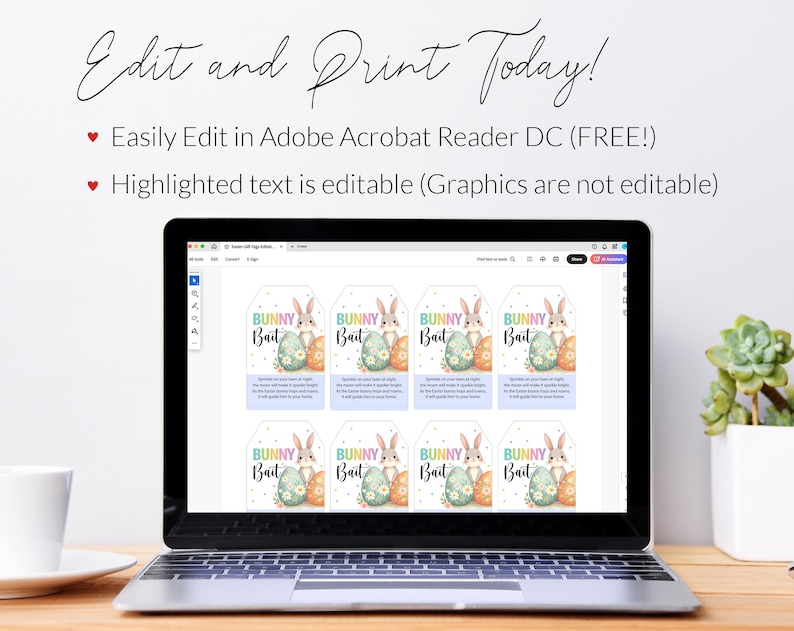 Easter gift tags, Easter printable gift tags, Easter bunny bait editable gift tag template DIY, Custom gift labels for Easter, Kids friends teacher school gift tags with Easter bunny and eggs, Candy sweet treat bag gift tags for Easter DIY