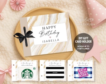 Birthday Gift Card Holder Book Editable Template, Personalized Multiple Gift Cards Booklet Printable, Original Gift Idea Teen Women Mom, DIY