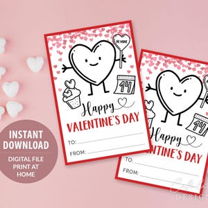 Cartes de Saint-Valentin, étiquettes-cadeaux pour cartes à colorier Saint-Valentin, cartes de Saint-Valentin imprimables à colorier pour les enfants à l'école, téléchargement immédiat