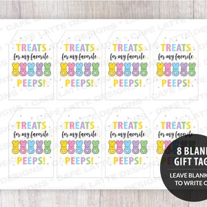 Easter gift tags, Easter printable gift tags, Happy Easter cute bunnies editable gift tag template DIY, Custom gift labels for Easter, Kids friends teacher school gift tags with Easter bunnies, Candy sweet treat bag gift tags for Easter DIY, Treats for my favorite peeps