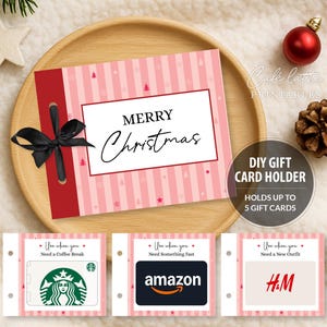 Christmas Gift Card Holder Book Editable Template, Custom Multiple Gift Cards Pink Booklet Printable, Original Thoughtful Gift Idea, DIY