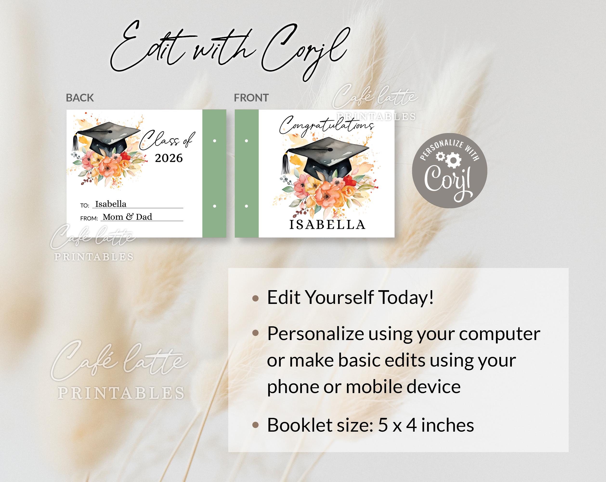 Graduation Gift Card Holder Booklet, Multiple Gift Card Book Teen Girls ...
