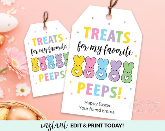 Easter Gift Tags Printable, Easter Gift Tags For Friends Editable Template Personalized Classroom Gift, Easter Sweet Treat Candy Bag Labels
