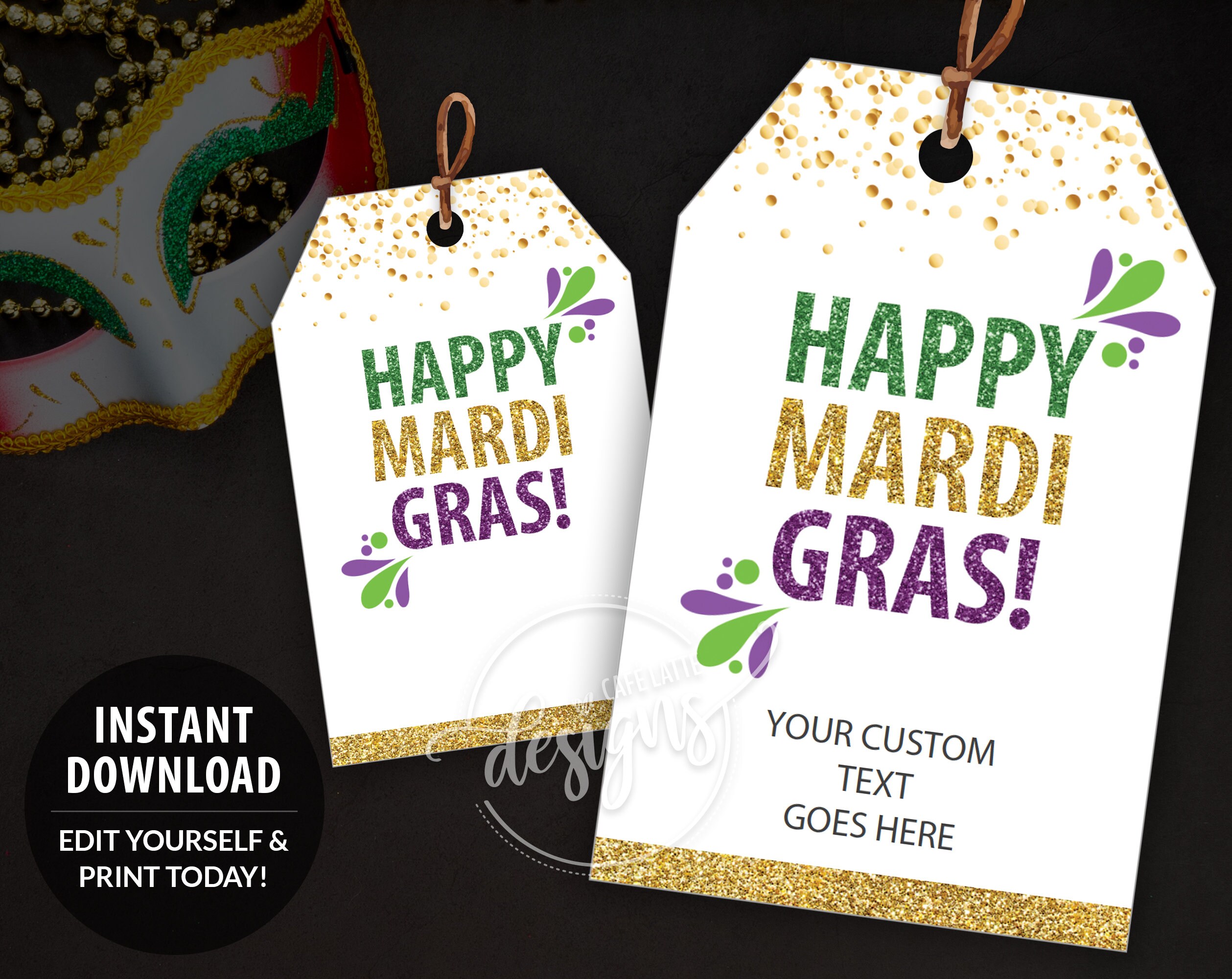 mardi gras gift tags