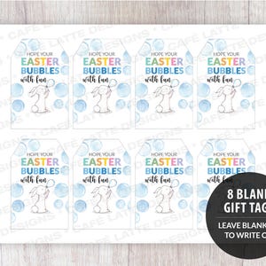 Easter gift tags, Easter printable gift tags, Hope your Easter bubbles with fun editable gift tag template DIY, Custom gift labels for Easter, Kids friends teacher school gift tags with Easter bunny, Bubble wand gift tags for Easter DIY