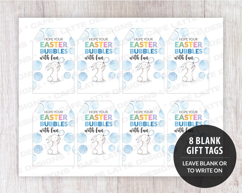 Easter gift tags, Easter printable gift tags, Hope your Easter bubbles with fun editable gift tag template DIY, Custom gift labels for Easter, Kids friends teacher school gift tags with Easter bunny, Bubble wand gift tags for Easter DIY