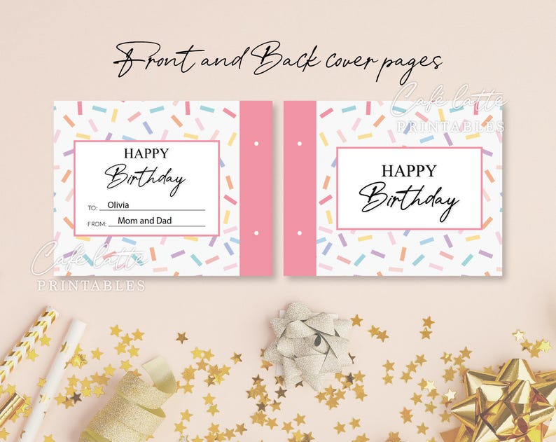 Birthday gift card holder booklet, Happy birthday multiple gift card holder printable template, Birthday gift card coupon book booklet DIY, Original Birthday gift ideas, Unique Birthday gift ideas, Thoughtful Birthday gifts for best friends BFF teens family and friends, Birthday pink confetti digital Coffee gift card holder, Birthday confetti gift card pages instant download, Gifts for her woman women girls girlfriend and wife