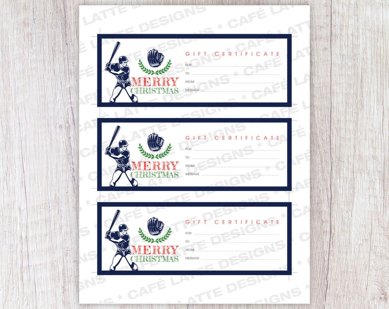 BASEBALL CHRISTMAS Gift Certificate Baseball Game Ticket Etsy