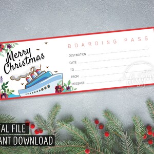 CRUISE GIFT Certificate Printable, Christmas Gift Coupon, Gift of ...