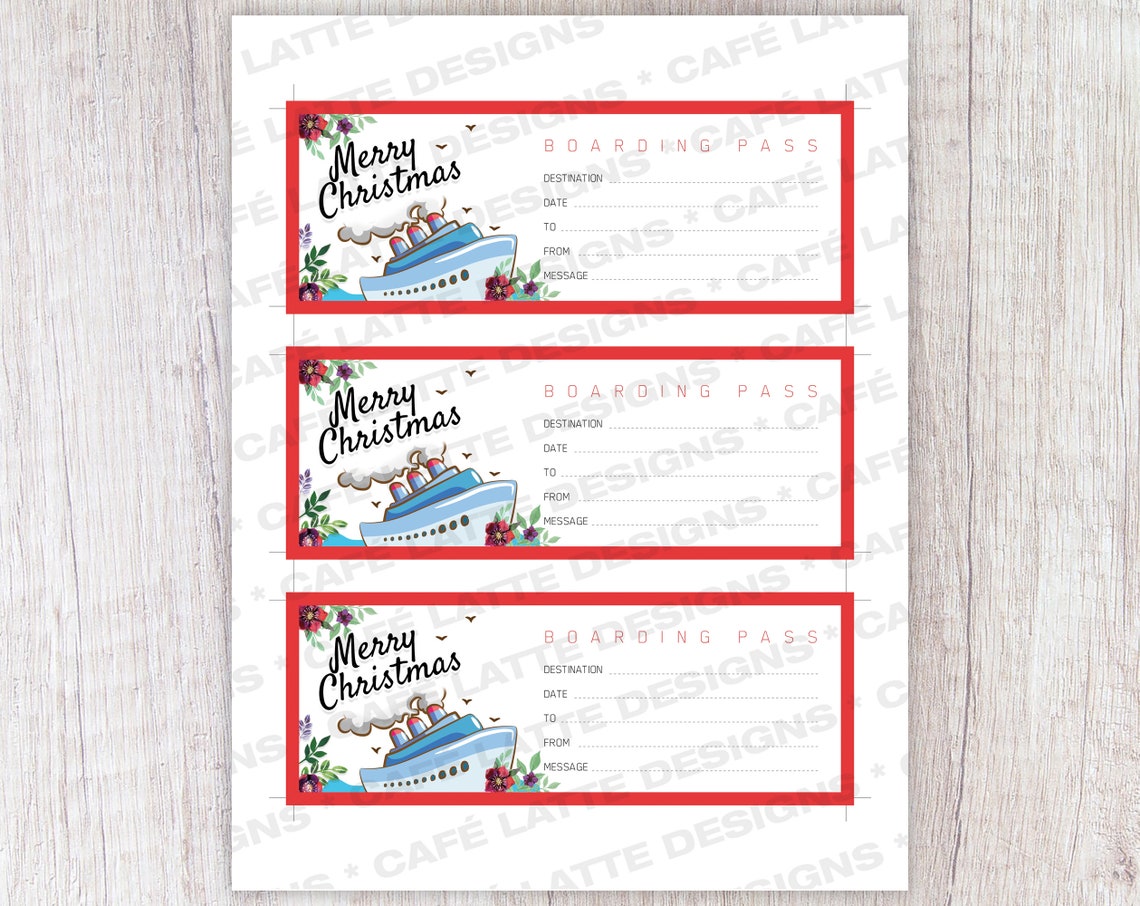 CRUISE GIFT Certificate Printable Christmas Gift Coupon Gift Etsy Canada