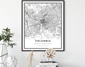Columbia Sc Map Etsy
