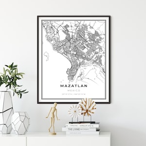 Mazatlan Mexico Map Art Print: Cityscape Wall Art
