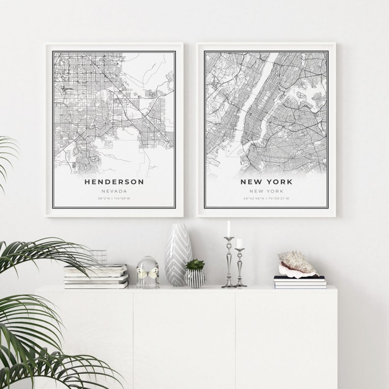 Henderson Map Print City Street Road Map Wall Decor,city map decor NM55 gift for a new house Nevada NV USA Map Art Poster