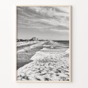 Black and White Wilmington Beach Print, North Carolina Wall Art, Wilmington Poster, Wilmington Photo, Wall Décor, USA, C19-349