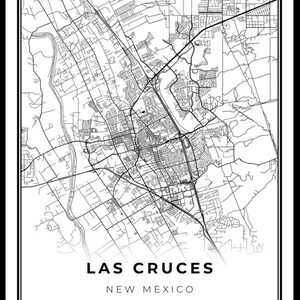 Las Cruces Map Print, New Mexico NM USA Map Art Poster, City Street Road Map Wall Decor,bedroom ...