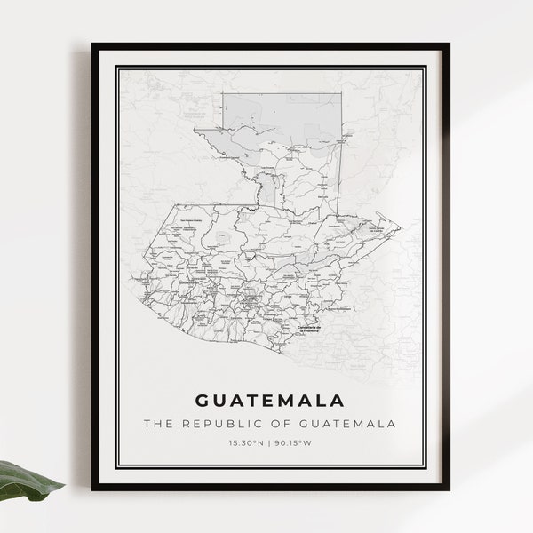 Guatemala map poster print, country street road map wall art, country map print, country map, C14-48