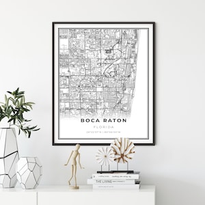 Boca Raton Map Print, Florida FL USA Map Art Poster, Palm Beach City Road Street Map Wall Decor, geboorteplaats kunst, cadeau onder de 20, NM254