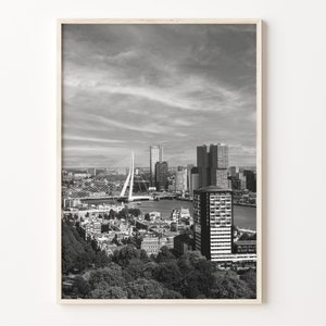 Rotterdamse zwart-witprint, Rotterdam Wall Art, Rotterdam poster, Netherlands Photo, Holland Decor, European City Art, C19-473