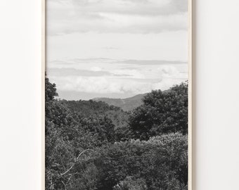Tennessee Mountain View Print: Black and White USA Wall Art
