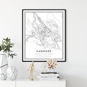 Canmore Map Print, Alberta AB Canada Map Art Poster, City map wall art, minimalist poster, gift ideas home, NM527