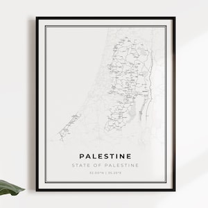 Palestine Map Art Print: Country Road Map Wall Decor