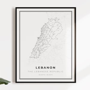 Libanon kaart poster print, land straat wegenkaart kunst aan de muur, landkaart, landkaart print, C14-70