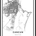 Cancun Map Print, Mexico Map Art Poster, City Street Road Map Wall Art ...