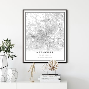 Nashville Map Print, Tennessee TN USA Map Art Poster, Davidson, City Street Road Map Wall Decor,office wall art, gift under 30, NM382