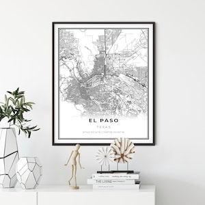 El Paso Map Print, Texas TX USA Map Art Poster, City Street Road Map Wall Decor, beste stadsplattegronden, cadeau creatief, NM270