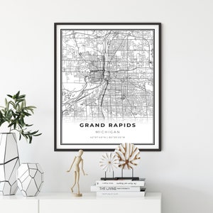 Grand Rapids Map Art Print: Michigan City Street Map Poster