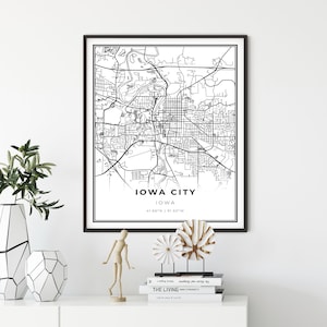 Iowa City Map Print, Iowa IA USA Map Art Poster, UI UIowa, City Road Street Map Wall Decor,office wall prints, gift coordinates, NM402