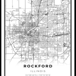 Rockford Map Print Illinois IL USA Map Art Poster City - Etsy
