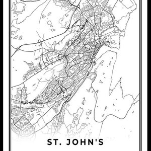 St. Johns Map Print, St Johns Newfoundland and Labrador NL Canada Map ...