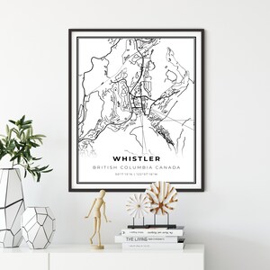 Whistler BC Map Print, British Columbia Canada Map Art Poster, City street road map wall art, office inspiration, NM804