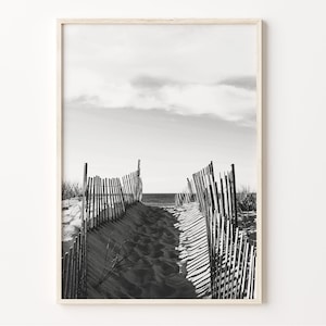 Montauk Beach Print: Black and White Coastal Wall Art