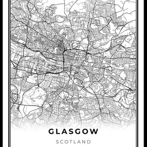 Glasgow Map Print, Scozia Regno Unito Regno Unito Mappa Art Poster, City street road map wall art, poster della città natale, NM770 immagine 7
