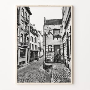 België muurkunst, zwart-wit België print, België poster, Brussel foto, België decor, Belgique Belgique, België Art, C19-418
