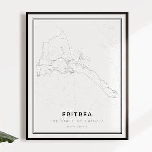 Eritrea map poster print, country street road map wall art, country decor, country prints, C14-37